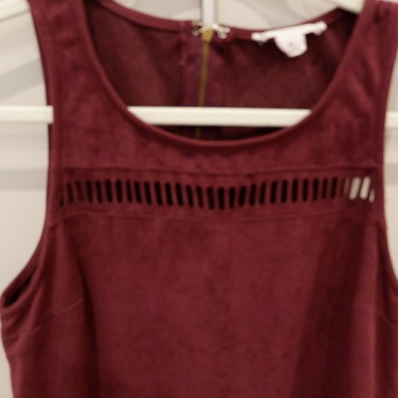 Love Riche Burgundy Suede Dress w/ Front Cut Out - Picture 3 of 5